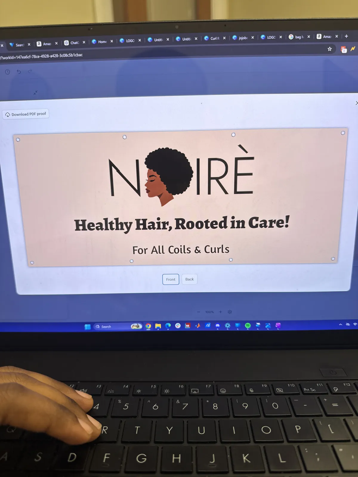 Designing the Noirè banner.