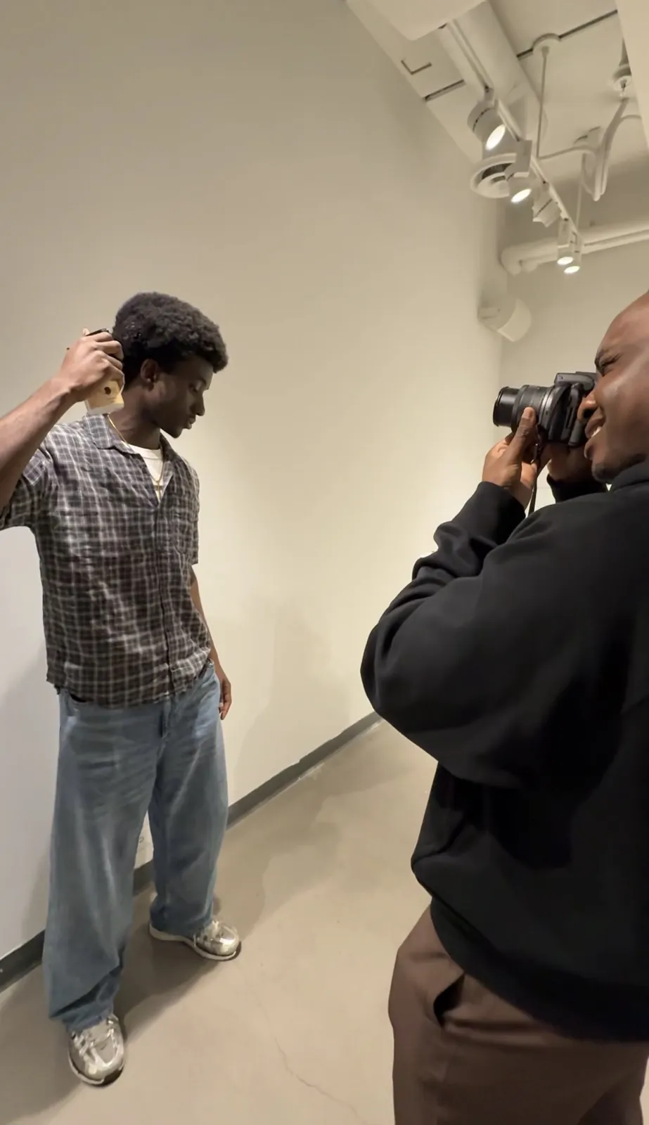 Setting up a shot.