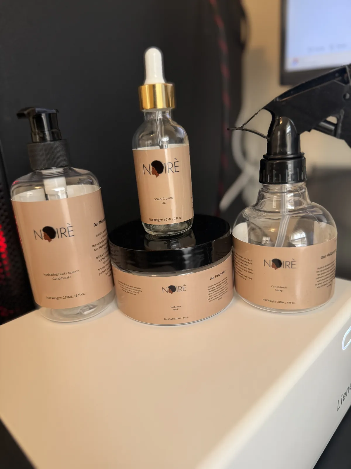 The first labels and the original spray bottle.